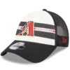 Men's Arizona Diamondbacks New Era White/Black Team Stripe Trucker 9FORTY Snapback Hat