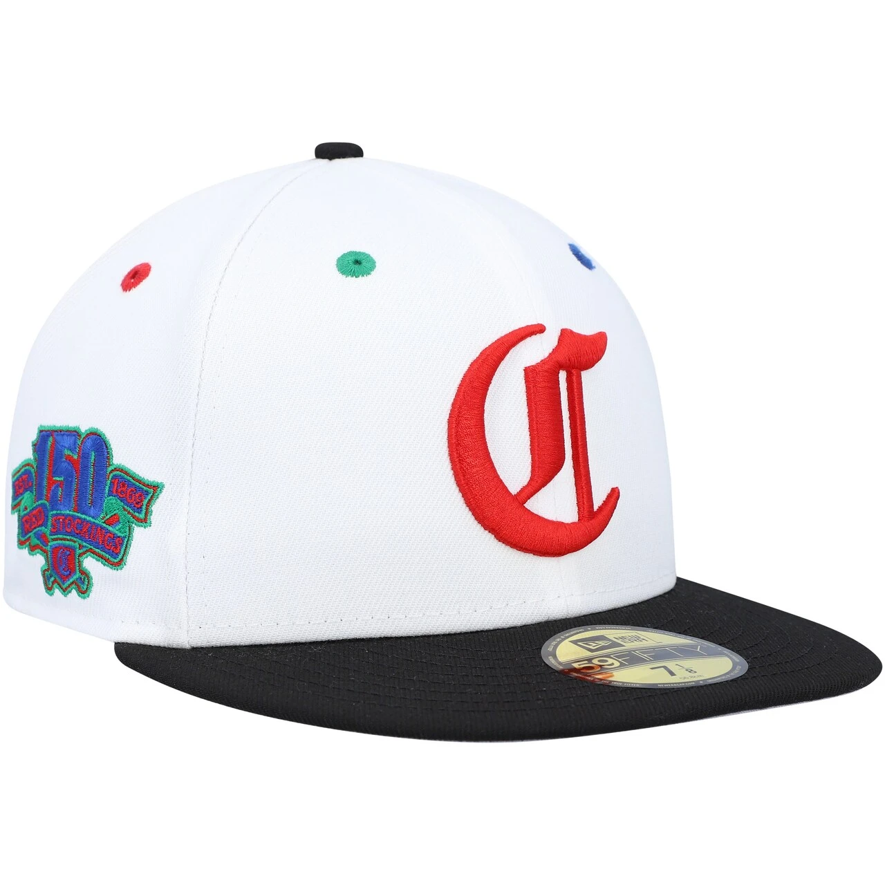 Men's Cincinnati Reds New Era White/Black 150th Anniversary Primary Eye 59FIFTY Fitted Hat