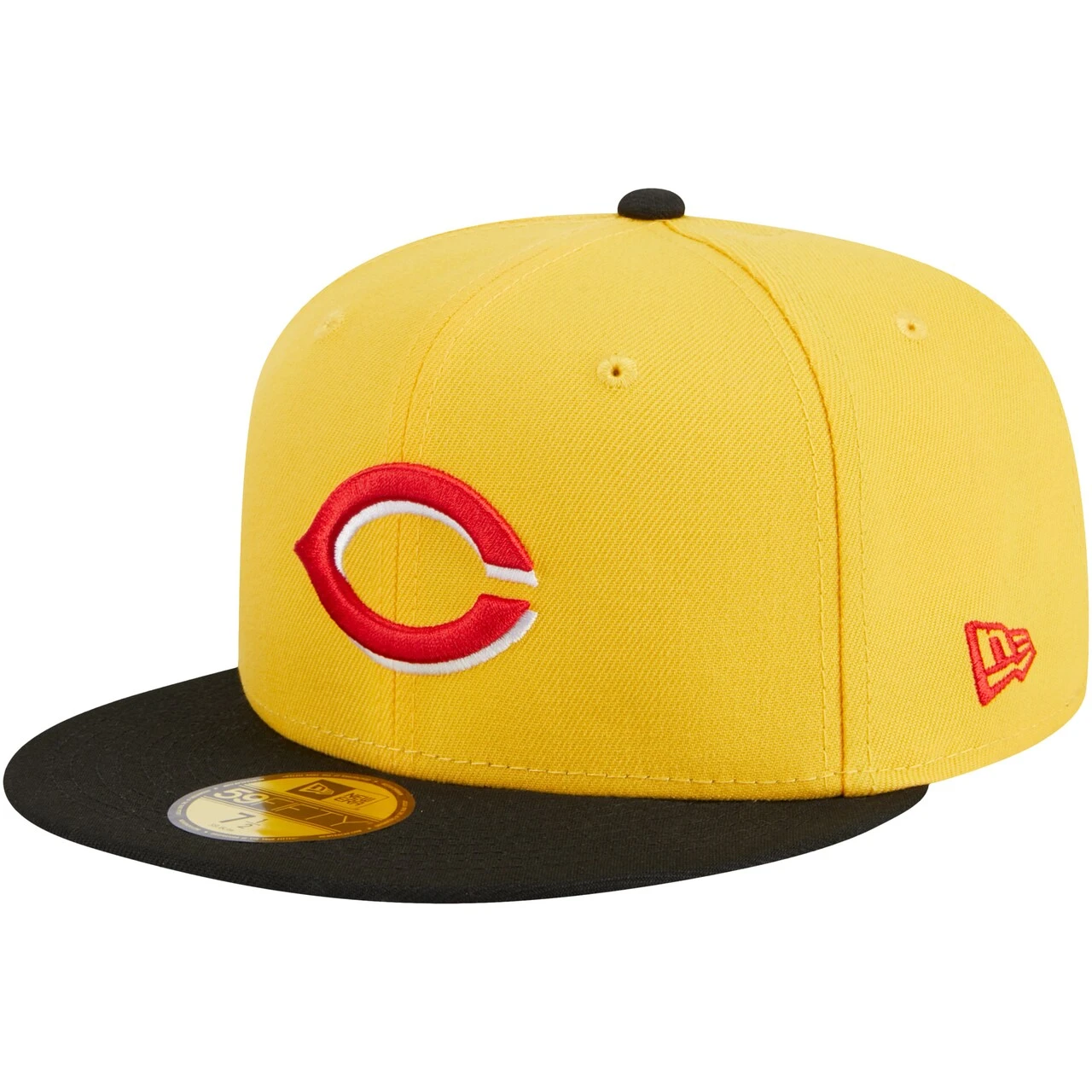 Men's Cincinnati Reds New Era Yellow/Black Grilled 59FIFTY Fitted Hat - Image 3