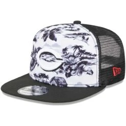 Men's Cincinnati Reds New Era White/Black Vacay 2.0 A-Frame Trucker 9FIFTY Snapback Hat
