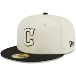 Men's Cleveland Guardians New Era Stone/Black Chrome 59FIFTY Fitted Hat