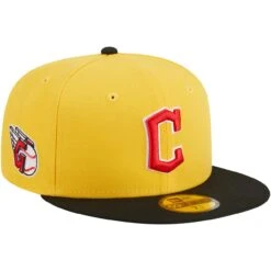 Men's Cleveland Guardians New Era Yellow/Black Grilled 59FIFTY Fitted Hat