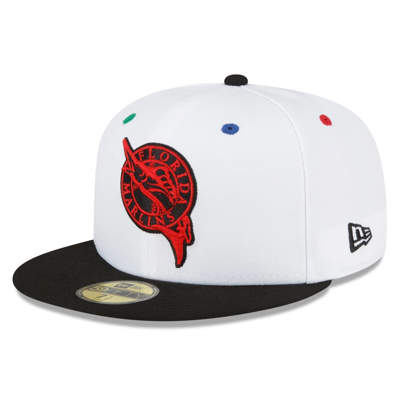 Men's Florida Marlins New Era White/Black 2003 World Series Champions Primary Eye 59FIFTY Fitted Hat - Image 3