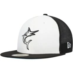 Men's Miami Marlins New Era White/Black 2023 On-Field Batting Practice 59FIFTY Fitted Hat