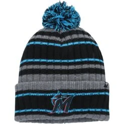 Men's Miami Marlins '47 Gray/Black Rexford Cuffed Knit Hat With Pom