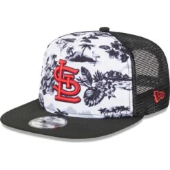 Men's St. Louis Cardinals New Era White/Black Vacay 2.0 A-Frame Trucker 9FIFTY Snapback Hat