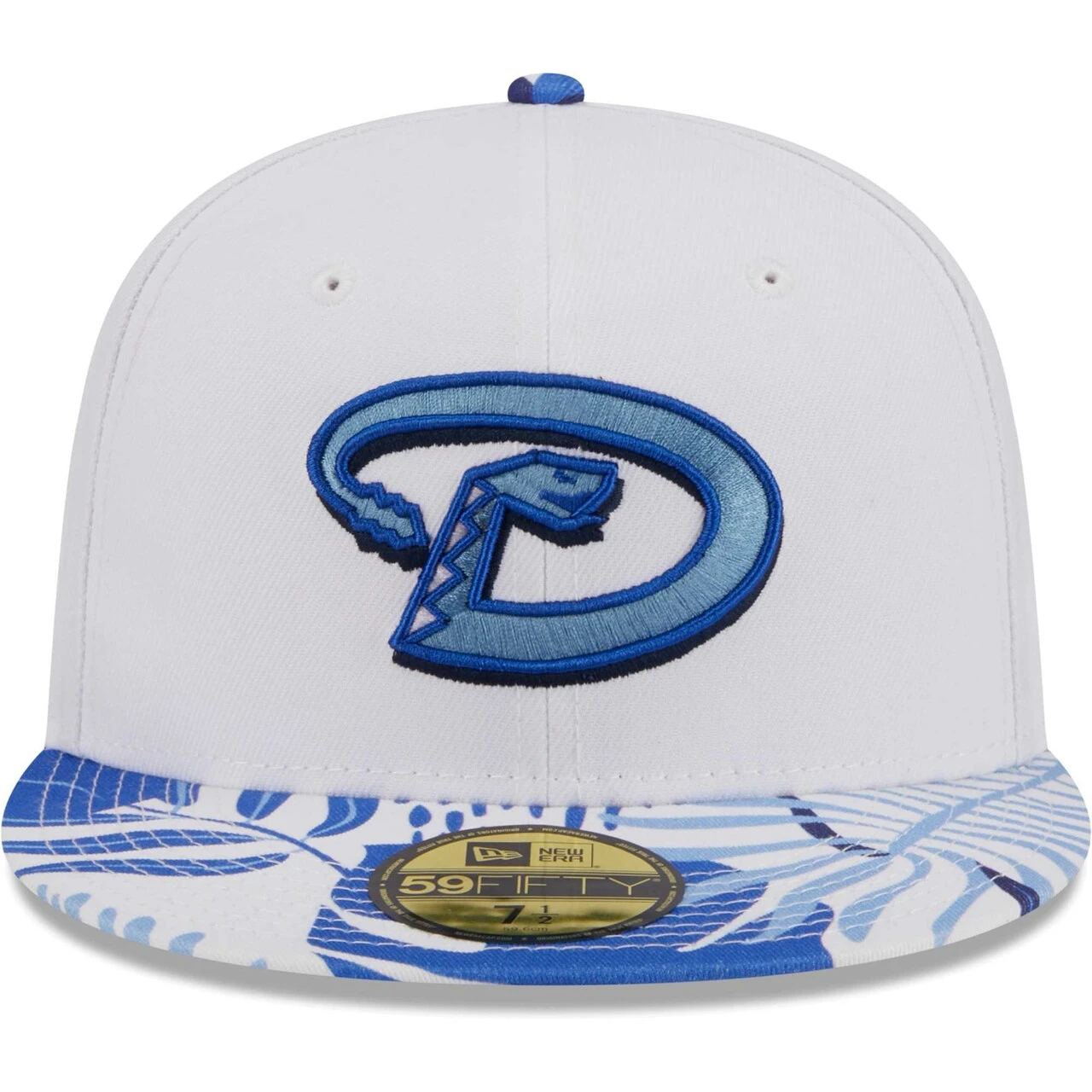 Men's Arizona Diamondbacks New Era White/Blue Flamingo 59FIFTY Fitted Hat - Image 2