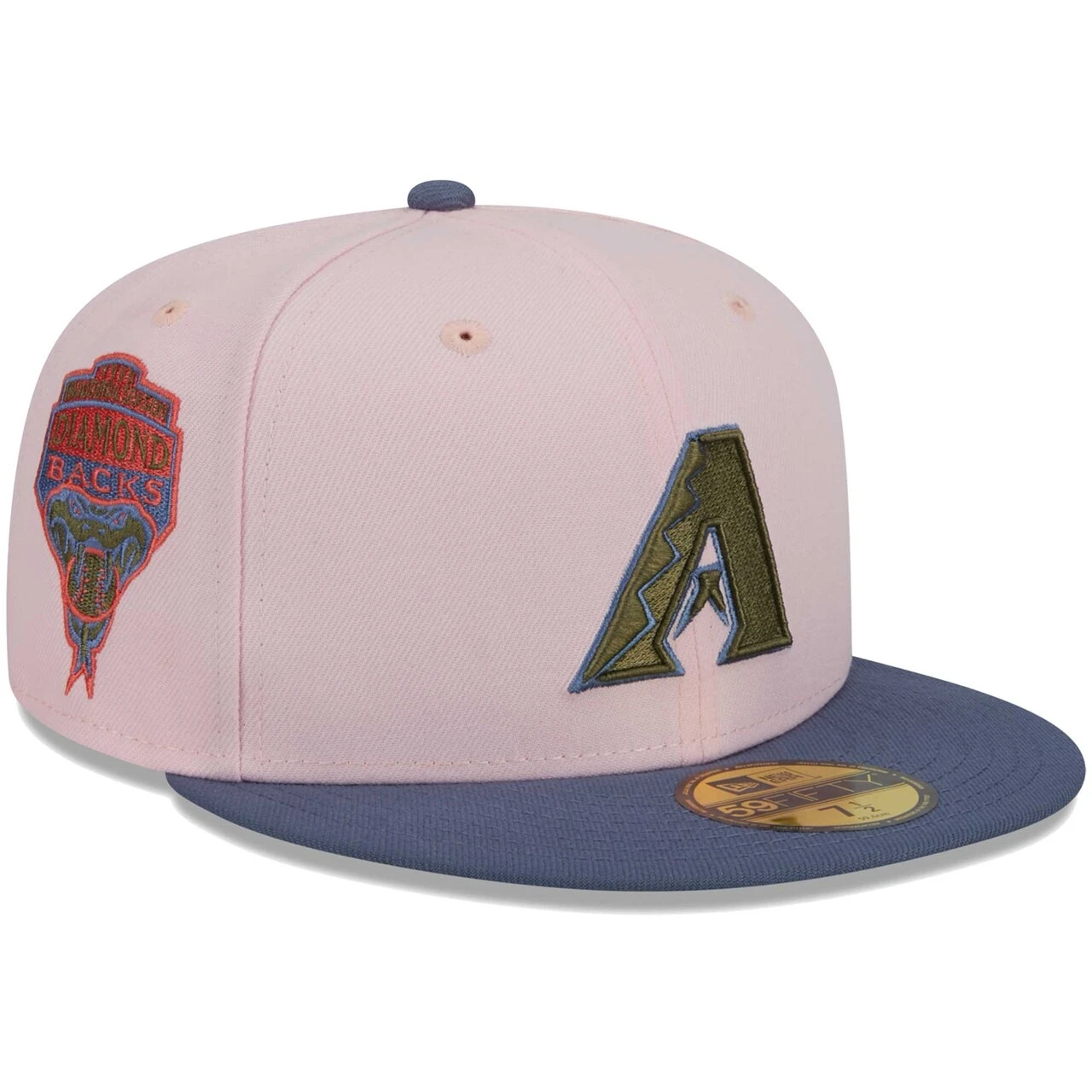 Men's Arizona Diamondbacks New Era Pink/Blue Olive Undervisor 59FIFTY Fitted Hat