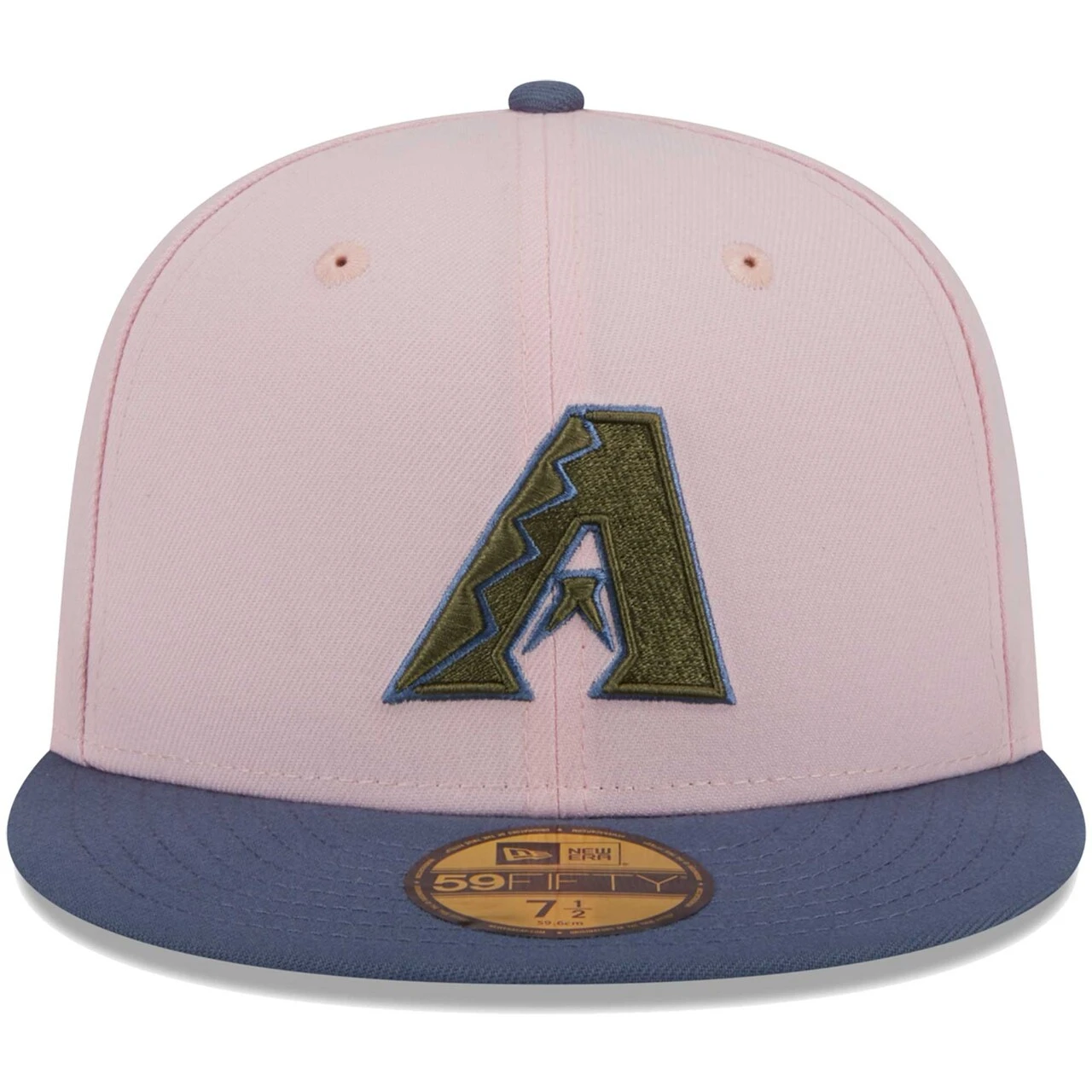 Men's Arizona Diamondbacks New Era Pink/Blue Olive Undervisor 59FIFTY Fitted Hat - Image 2