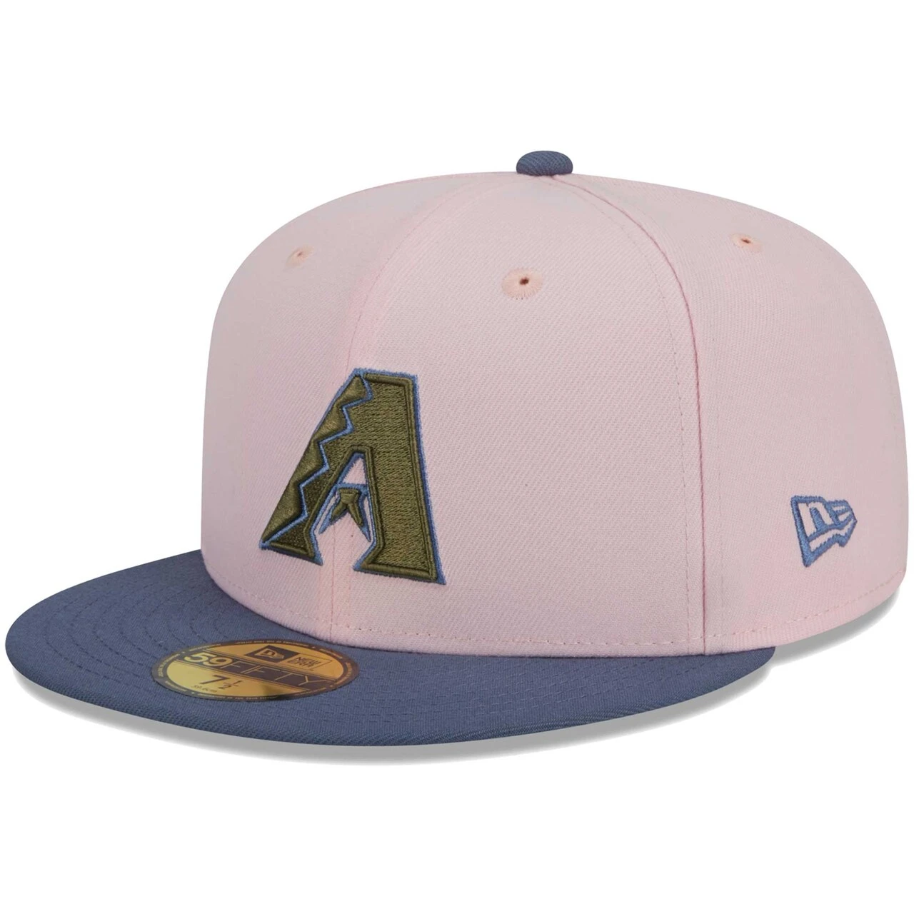 Men's Arizona Diamondbacks New Era Pink/Blue Olive Undervisor 59FIFTY Fitted Hat - Image 3