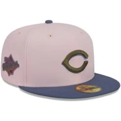Men's Cincinnati Reds New Era Pink/Blue Olive Undervisor 59FIFTY Fitted Hat