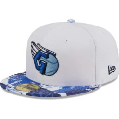 Men's Cleveland Guardians New Era White/Blue Flamingo 59FIFTY Fitted Hat
