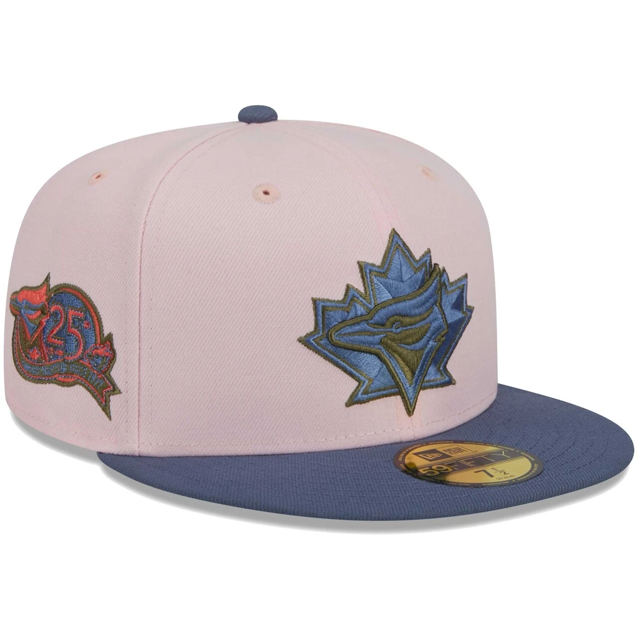 Men's Toronto Blue Jays New Era Pink/Blue Olive Undervisor 59FIFTY Fitted Hat
