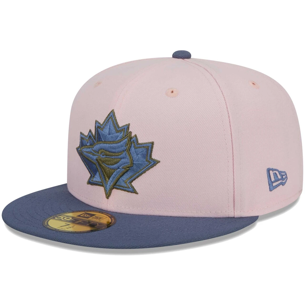 Men's Toronto Blue Jays New Era Pink/Blue Olive Undervisor 59FIFTY Fitted Hat - Image 3