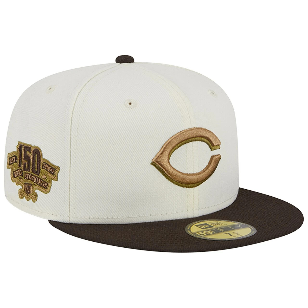 Men's Cincinnati Reds New Era White/Brown 150th Team Anniversary 59FIFTY Fitted Hat