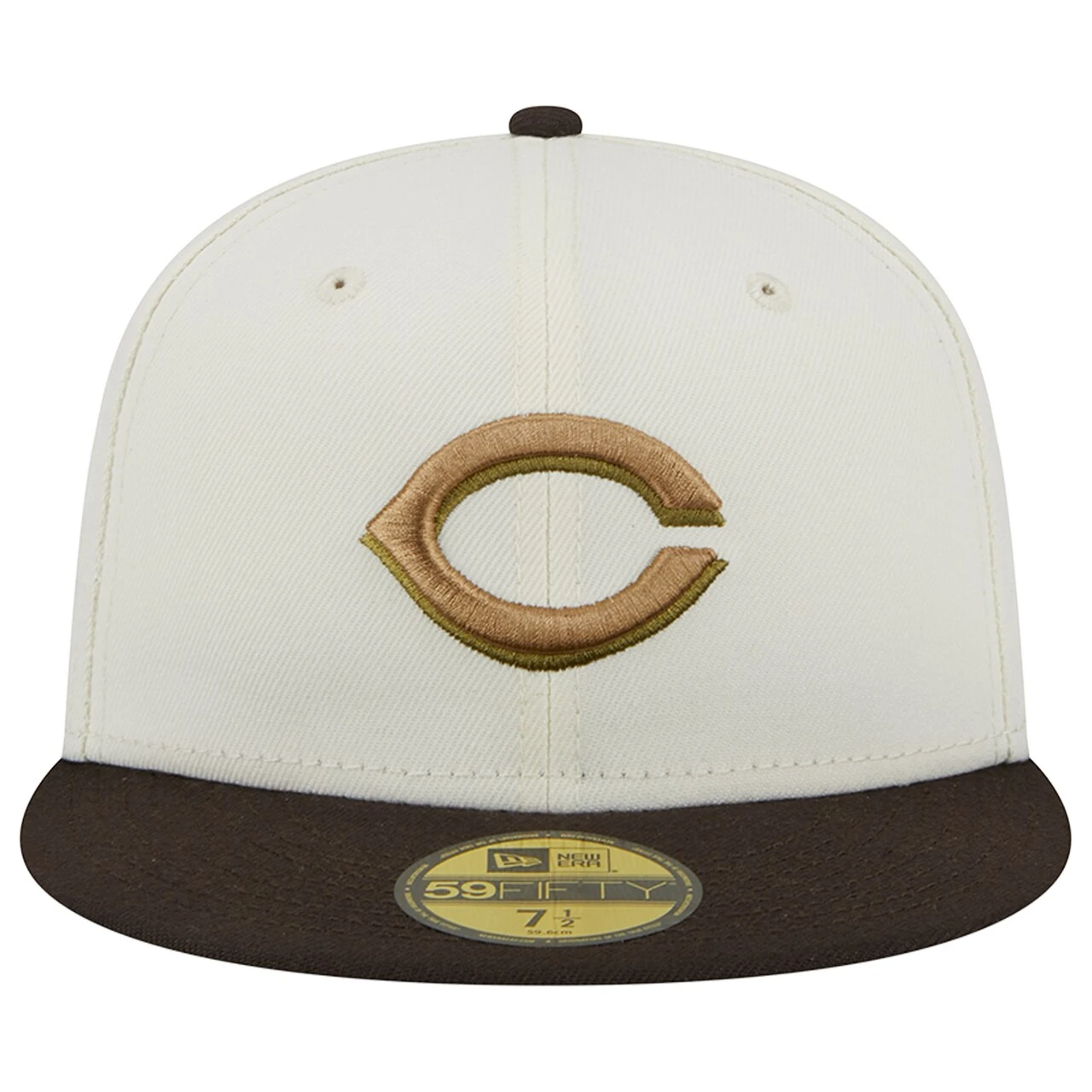 Men's Cincinnati Reds New Era White/Brown 150th Team Anniversary 59FIFTY Fitted Hat - Image 2