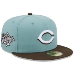 Men's Cincinnati Reds New Era Light Blue/Brown 1990 World Series Beach Kiss 59FIFTY Fitted Hat