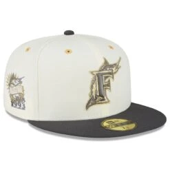 Men's Florida Marlins New Era White/Charcoal 1993 Inaugural Season Chrome 59FIFTY Fitted Hat