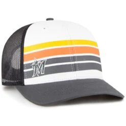 Youth Miami Marlins '47 White/Charcoal Cove Trucker Snapback Hat