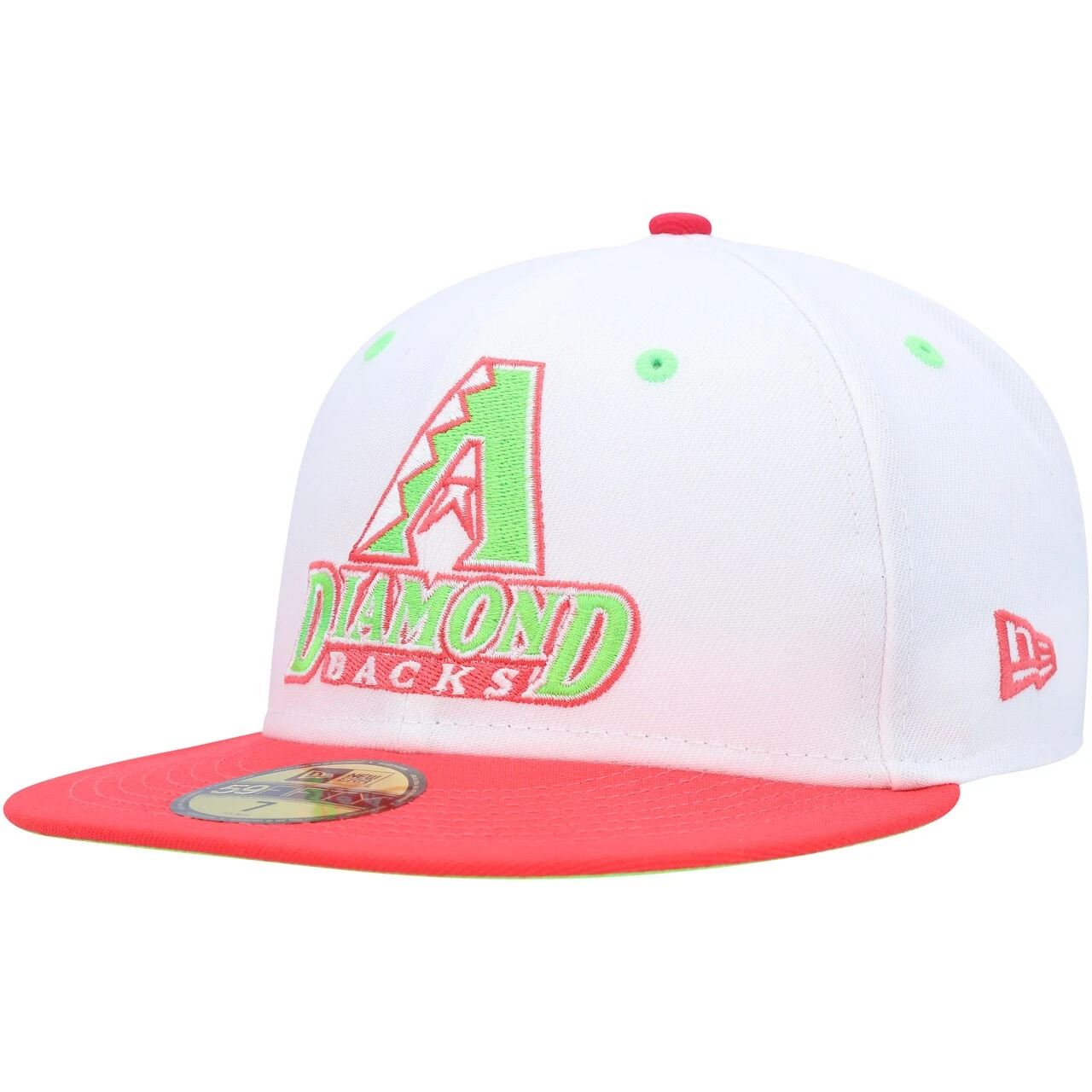 Men's Arizona Diamondbacks New Era White/Coral 1998 Inaugural Season Strawberry Lolli 59FIFTY Fitted Hat - Image 3