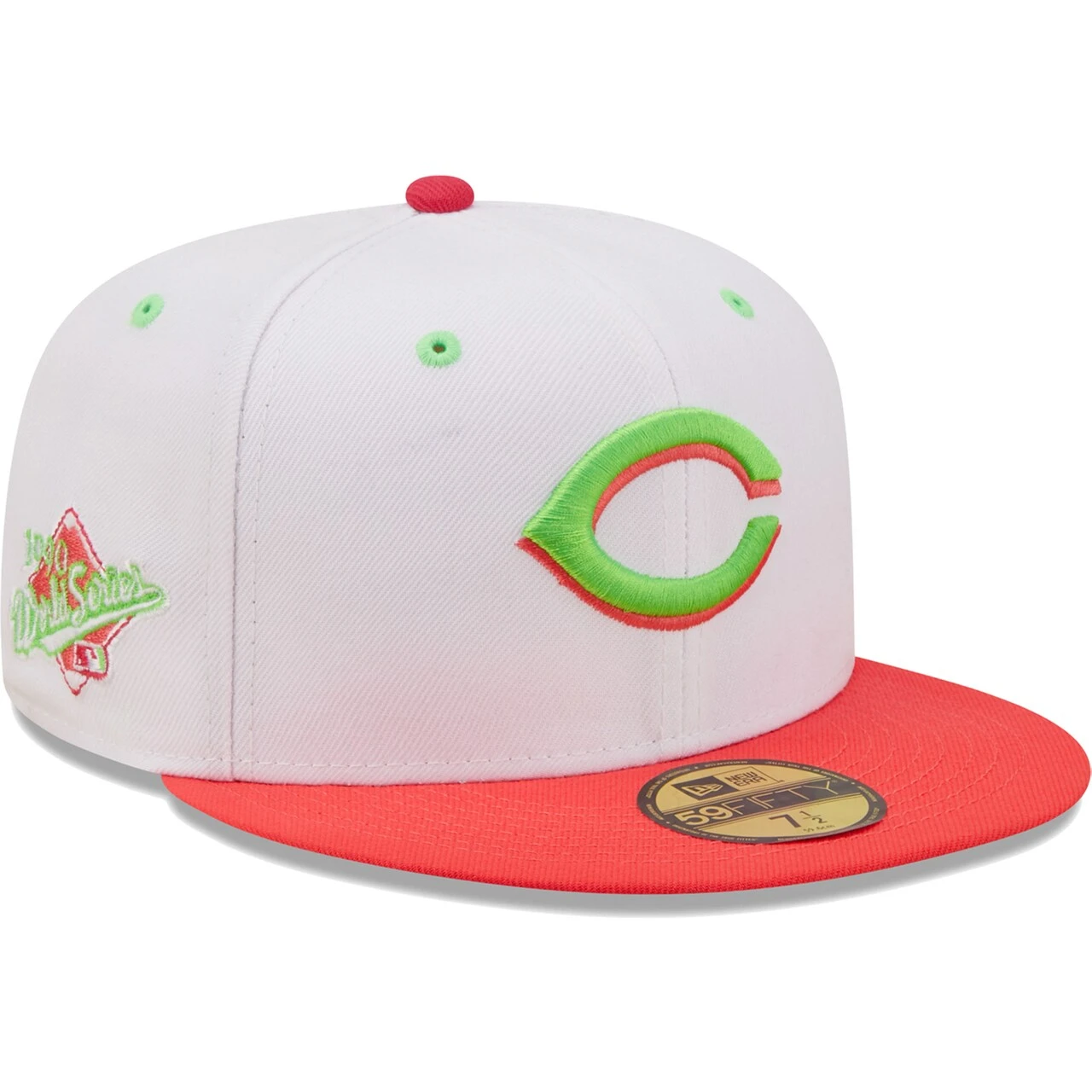 Men's Cincinnati Reds New Era White/Coral 1990 World Series Strawberry Lolli 59FIFTY Fitted Hat