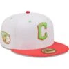 Men's Cleveland Guardians New Era White/Coral Primary Logo Strawberry Lolli 59FIFTY Fitted Hat