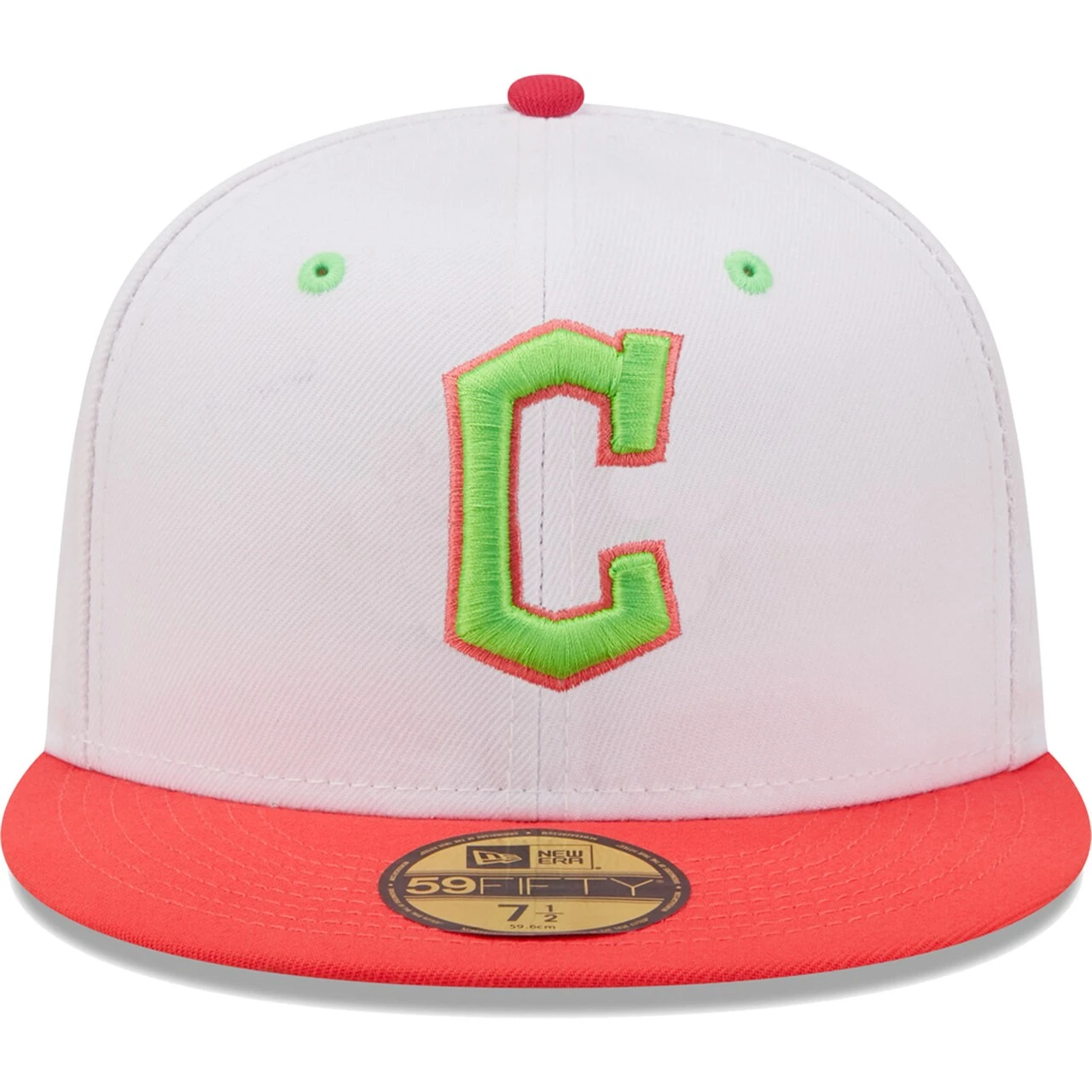 Men's Cleveland Guardians New Era White/Coral Primary Logo Strawberry Lolli 59FIFTY Fitted Hat - Image 2