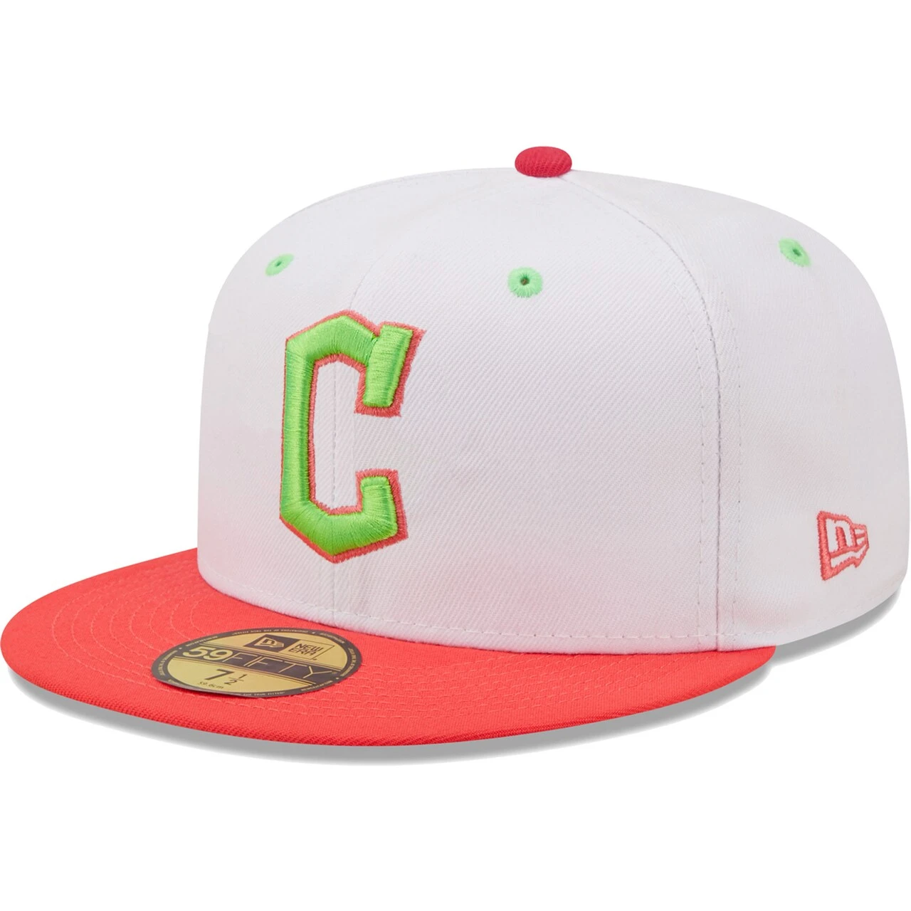 Men's Cleveland Guardians New Era White/Coral Primary Logo Strawberry Lolli 59FIFTY Fitted Hat - Image 3