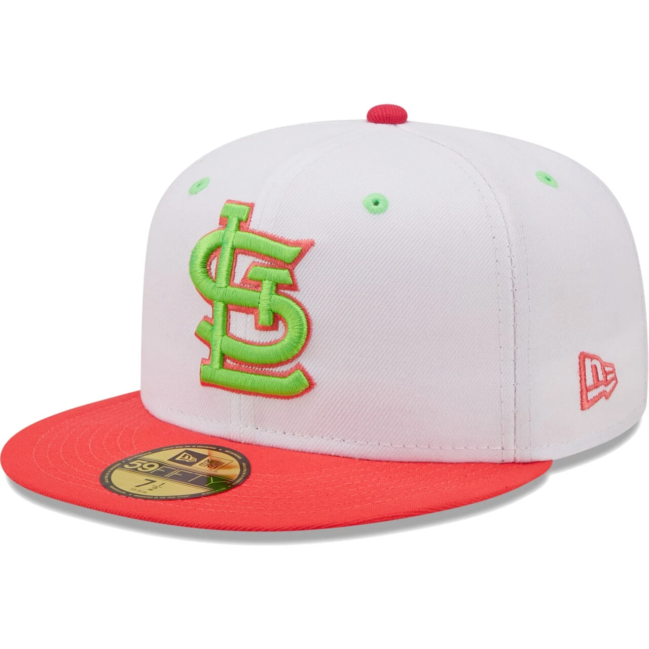 Men's St. Louis Cardinals New Era White/Coral 30th Anniversary At Busch Stadium Strawberry Lolli 59FIFTY Fitted Hat - Image 3