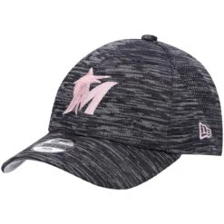 Girls Youth Miami Marlins New Era Gray Tech 9FORTY Adjustable Hat