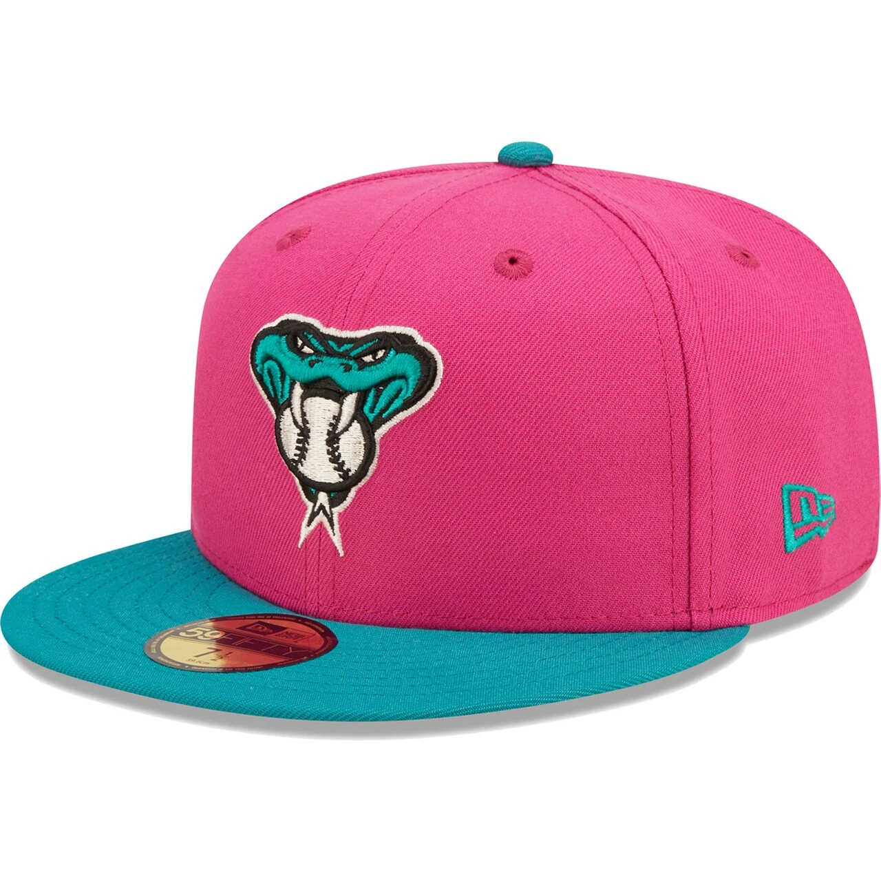 Men's Arizona Diamondbacks New Era Pink/Green Cooperstown Collection 2001 World Series Passion Forest 59FIFTY Fitted Hat - Image 3