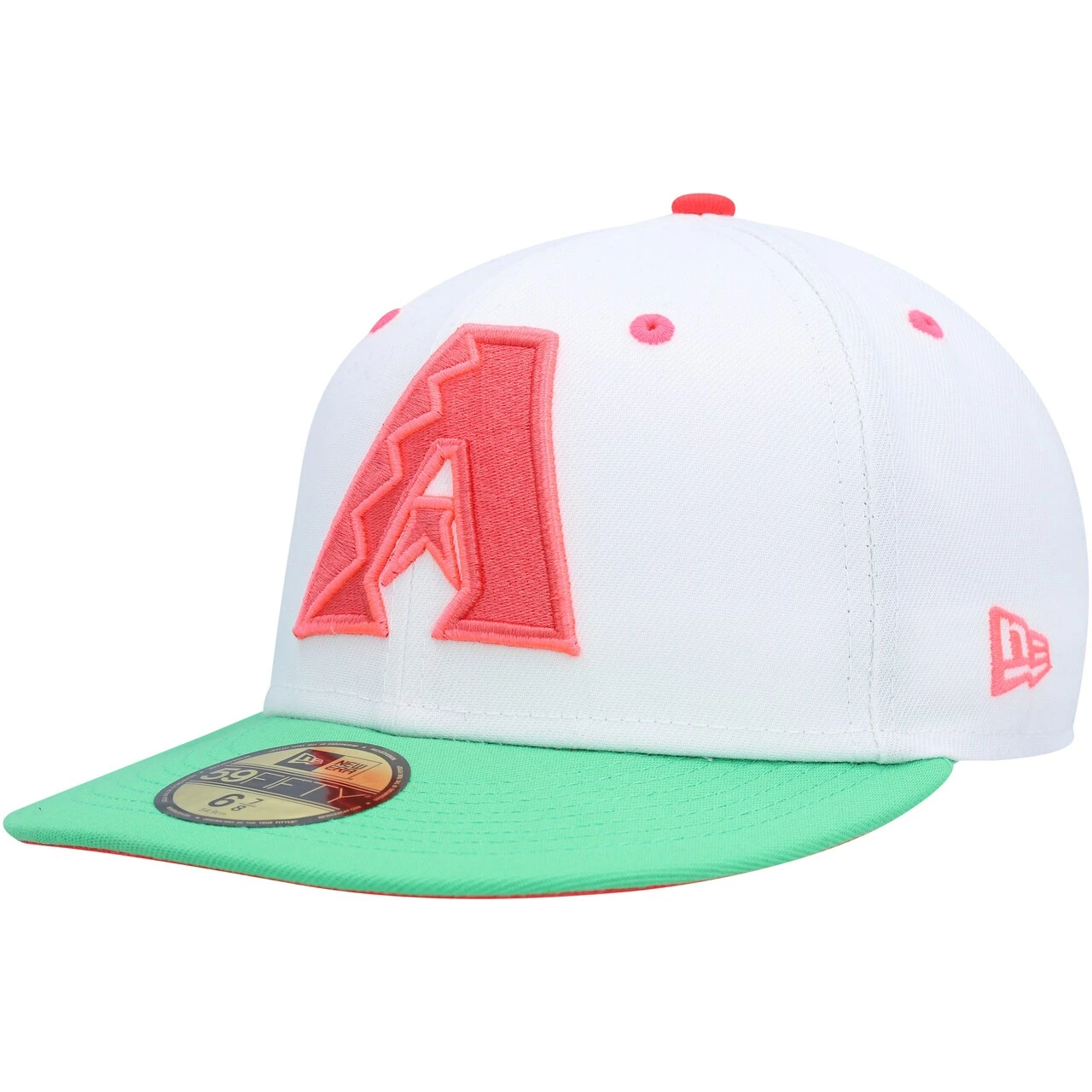 Men's Arizona Diamondbacks New Era White/Green Inaugural Season Watermelon Lolli 59FIFTY Fitted Hat - Image 3