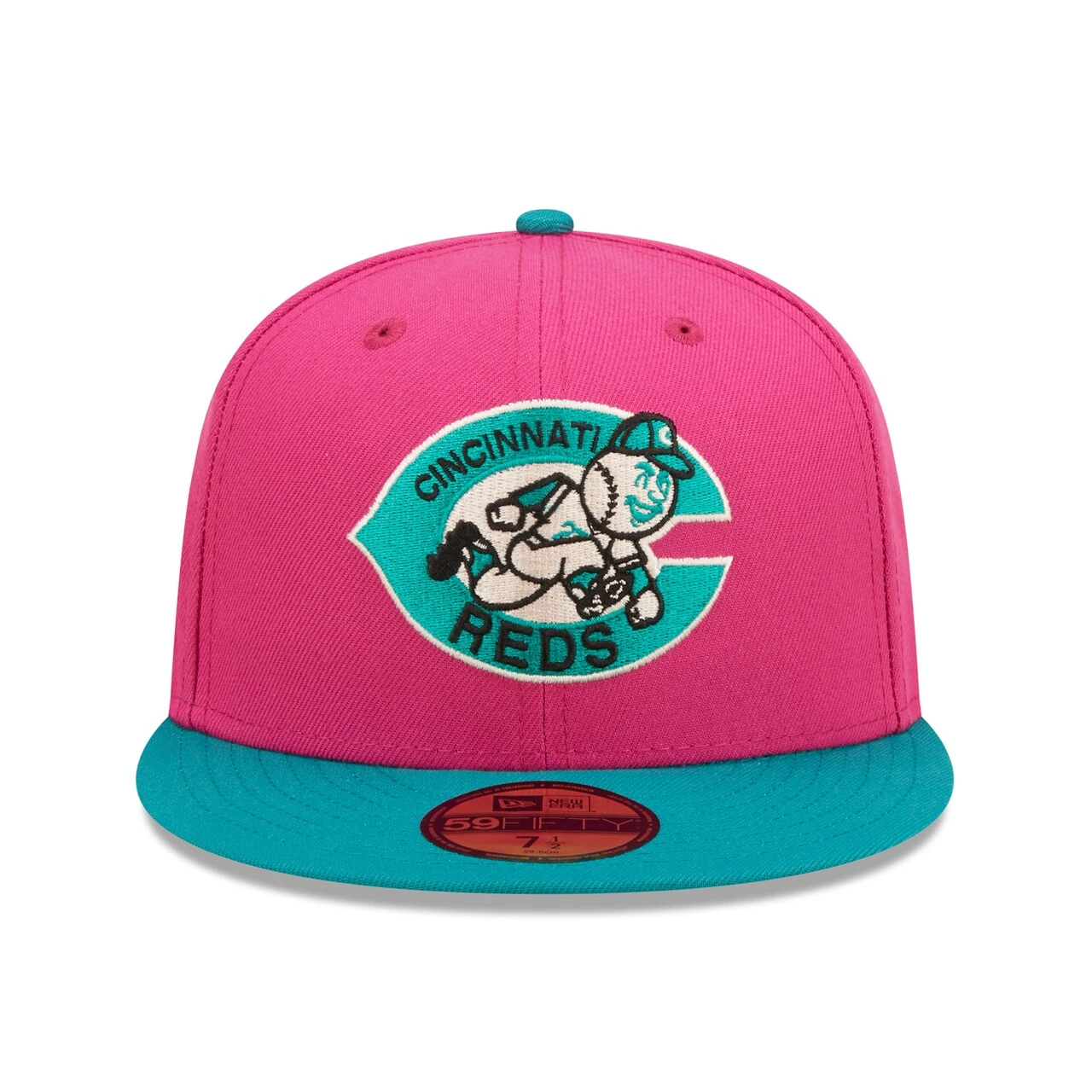 Men's Cincinnati Reds New Era Pink/Green Cooperstown Collection Riverfront Stadium Passion Forest 59FIFTY Fitted Hat - Image 2
