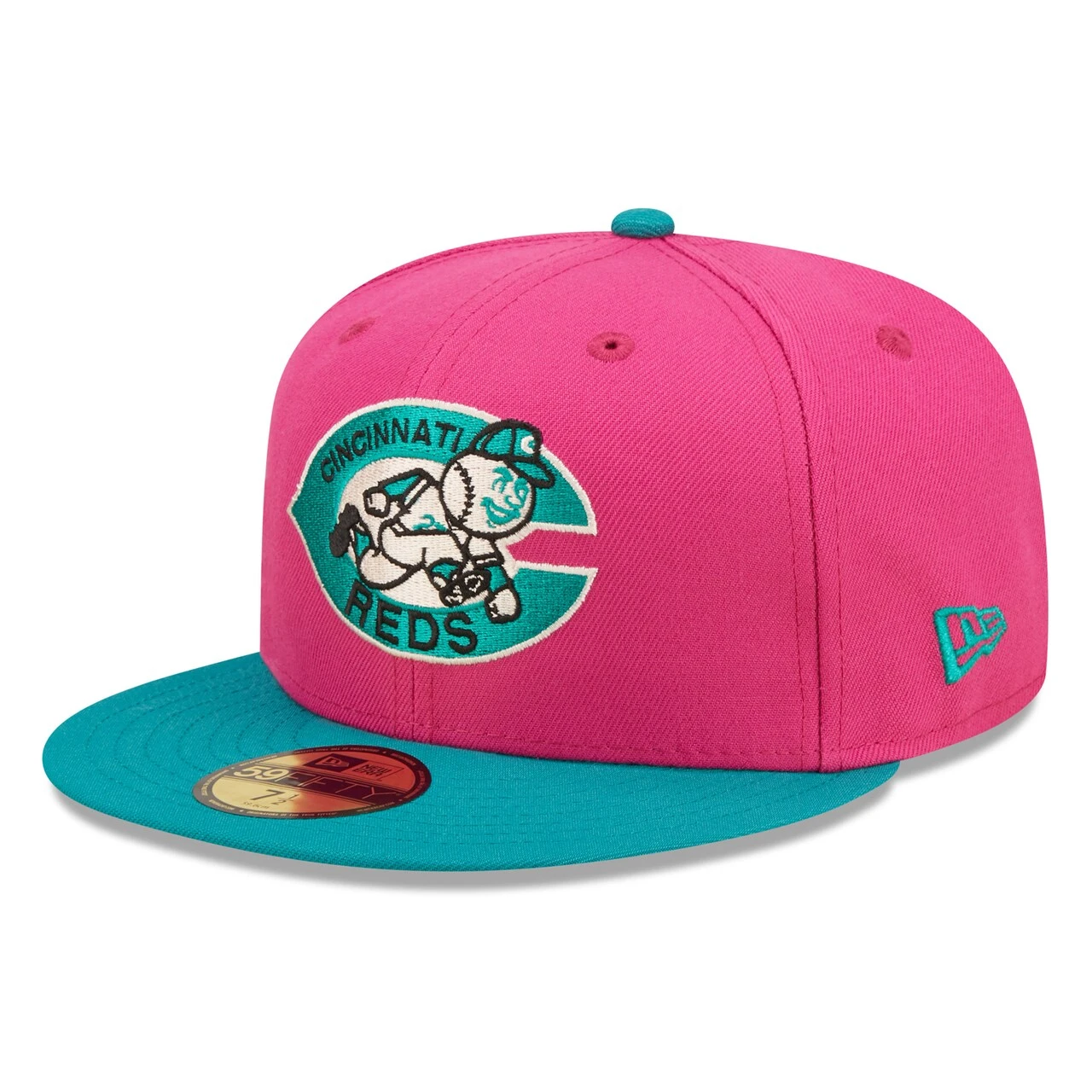 Men's Cincinnati Reds New Era Pink/Green Cooperstown Collection Riverfront Stadium Passion Forest 59FIFTY Fitted Hat - Image 3