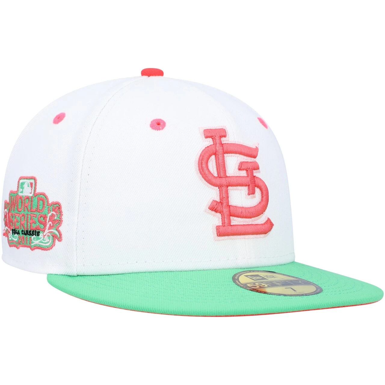 Men's St. Louis Cardinals New Era White/Green 2011 World Series Watermelon Lolli 59FIFTY Fitted Hat