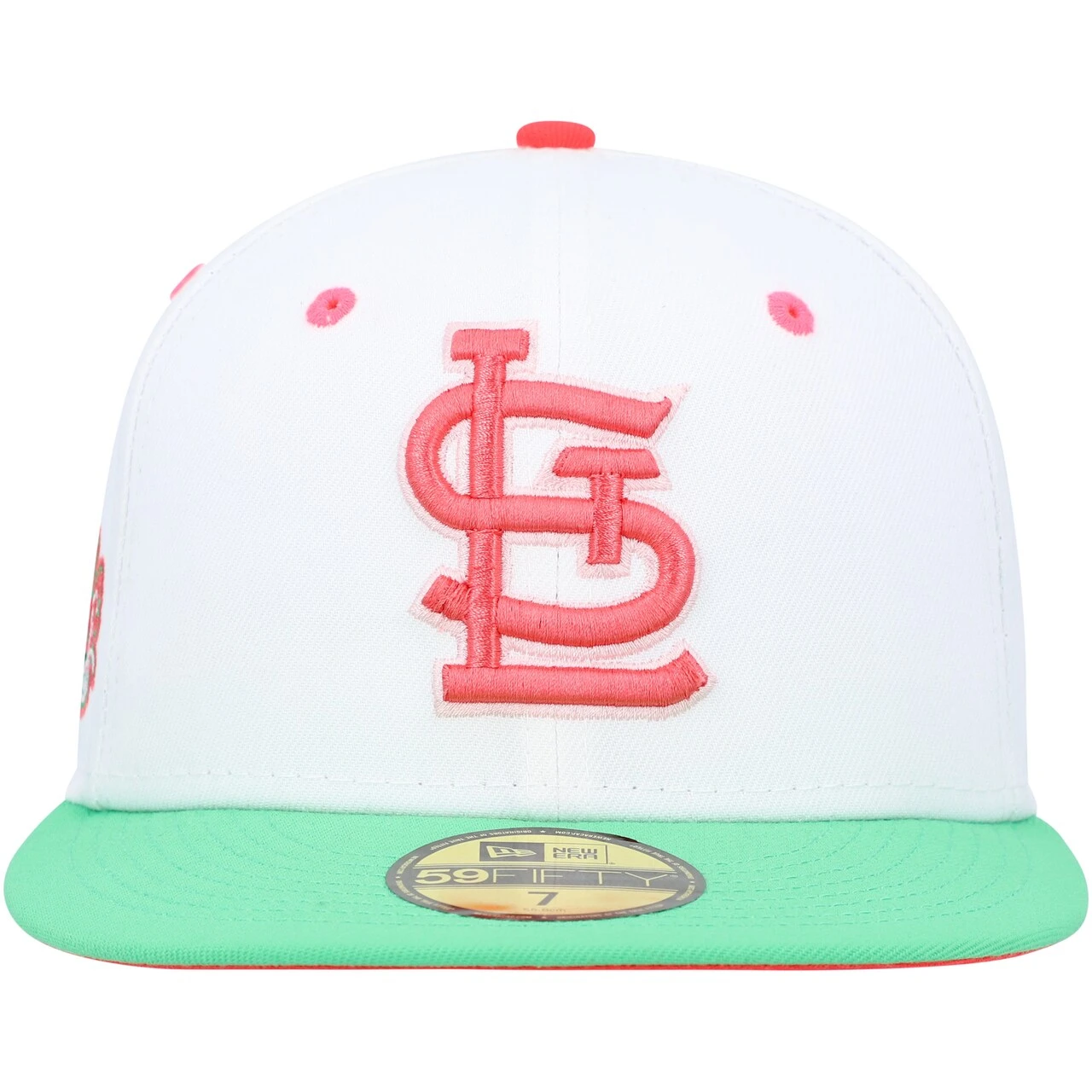 Men's St. Louis Cardinals New Era White/Green 2011 World Series Watermelon Lolli 59FIFTY Fitted Hat - Image 2