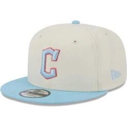 Men's Cleveland Guardians New Era Cream/Light Blue Spring Basic Two-Tone 9FIFTY Snapback Hat