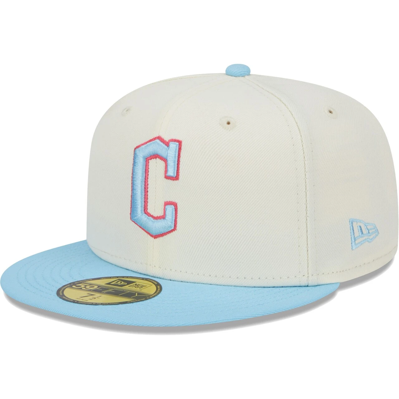 Men's Cleveland Guardians New Era Cream/Light Blue Spring Color Two-Tone 59FIFTY Fitted Hat