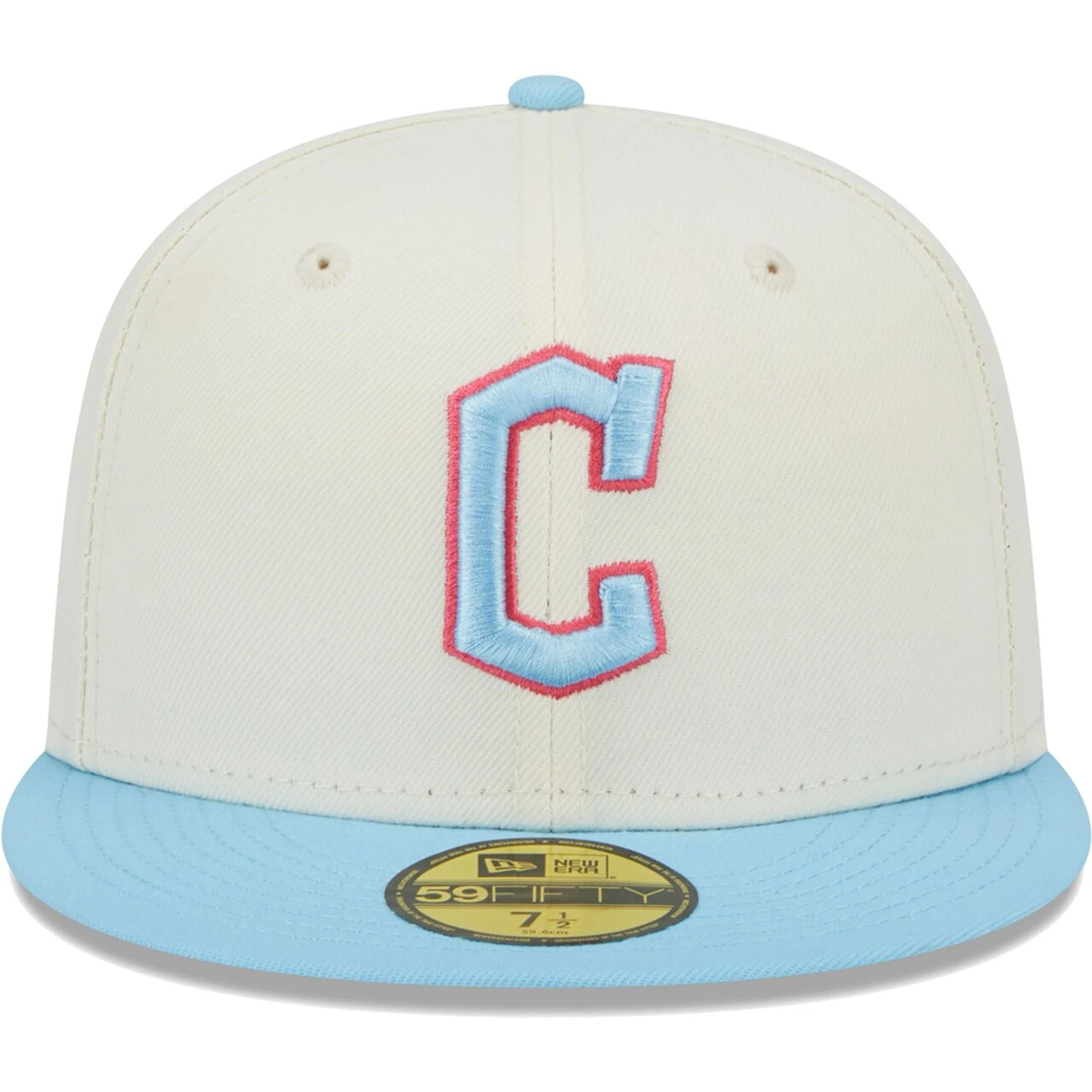 Men's Cleveland Guardians New Era Cream/Light Blue Spring Color Two-Tone 59FIFTY Fitted Hat - Image 2
