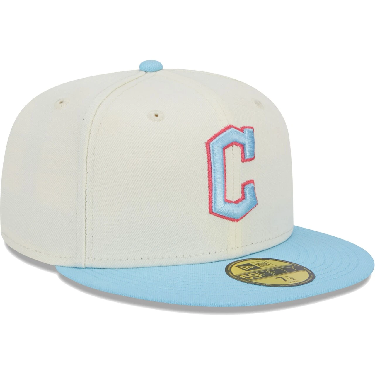 Men's Cleveland Guardians New Era Cream/Light Blue Spring Color Two-Tone 59FIFTY Fitted Hat - Image 3
