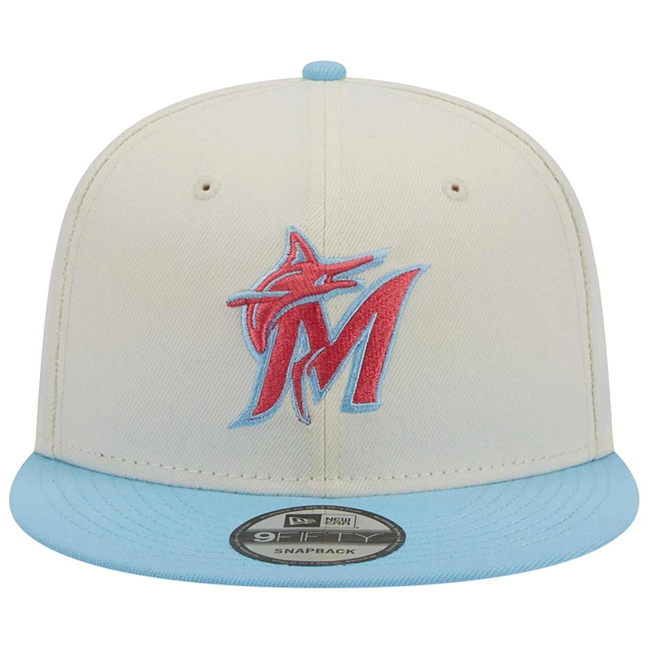 Men's Miami Marlins New Era Cream/Light Blue Spring Basic Two-Tone 9FIFTY Snapback Hat - Image 2