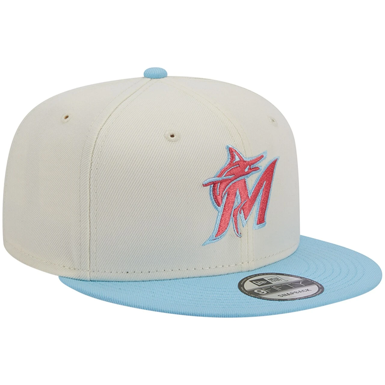 Men's Miami Marlins New Era Cream/Light Blue Spring Basic Two-Tone 9FIFTY Snapback Hat - Image 3