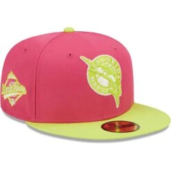 Men's Florida Marlins New Era Pink/Lime Green 1997 World Series Champions Cooperstown Collection Beetroot Cyber 59FIFTY Fitted Hat