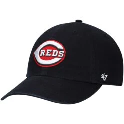 Men's Cincinnati Reds '47 Black 1913 Logo Cooperstown Collection Clean Up Adjustable Hat