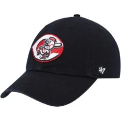 Men's Cincinnati Reds '47 Black Cooperstown Collection Clean Up Adjustable Hat