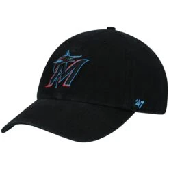 Men's Miami Marlins '47 Black Clean Up Adjustable Hat