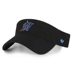 Men's Miami Marlins '47 Black Clean Up Logo Visor
