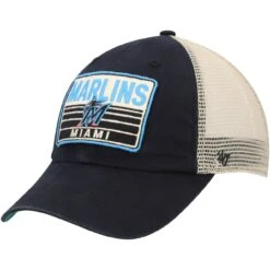 Men's Miami Marlins '47 Black Four Stroke Clean Up Trucker Snapback Hat