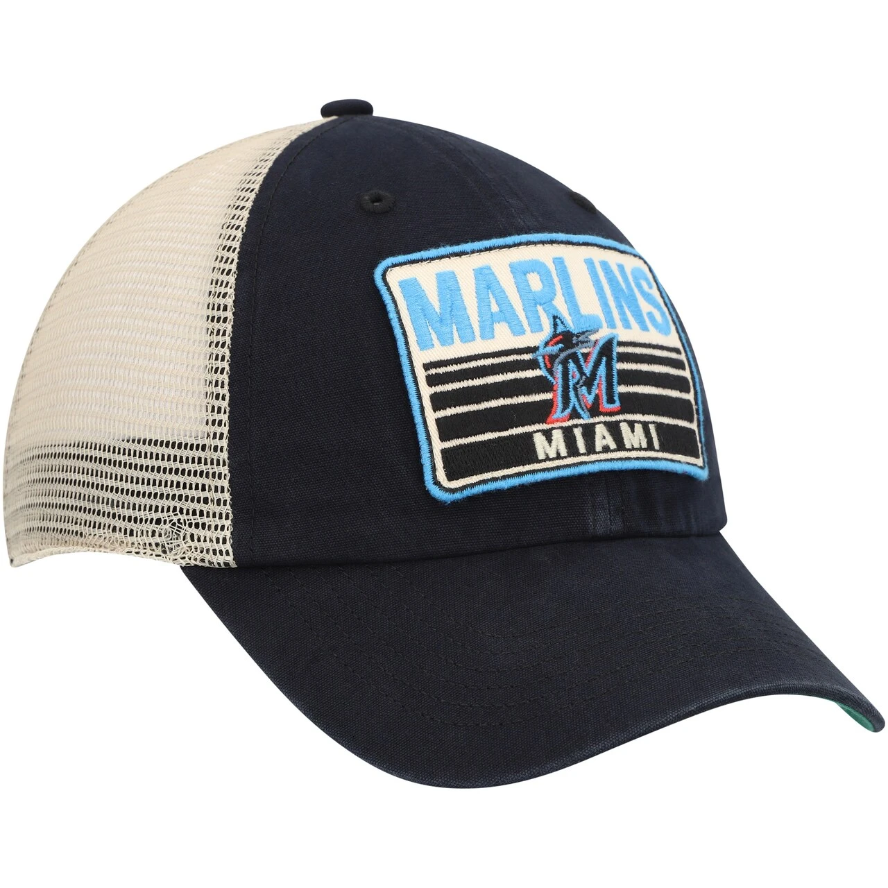 Men's Miami Marlins '47 Black Four Stroke Clean Up Trucker Snapback Hat - Image 3