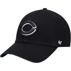Men's Cincinnati Reds '47 Black On Black Logo Clean Up Adjustable Hat